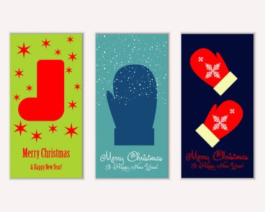 vektör çizim kış tatil tebrik kartları