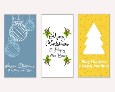mutlu Noeller ve mutlu yeni yıl tebrik kartları vektör çizim