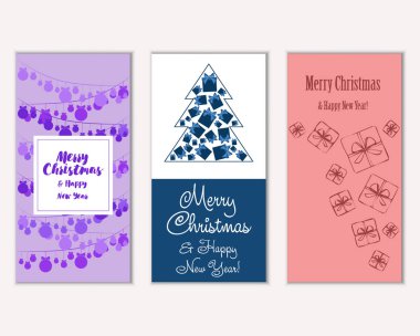 Renkli Noel kartları ile yeni yıl süslemeleri, illüstrasyon vektör