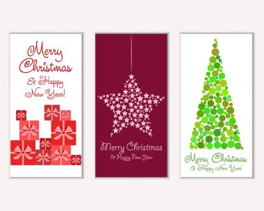 Mutlu Noeller ve mutlu yeni yıl tebrik kartları. Vektör çizim   