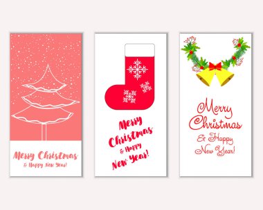 mutlu Noeller ve mutlu yeni yıl tebrik kartları vektör çizim