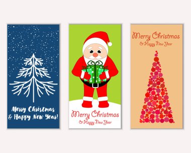 mutlu Noeller ve mutlu yeni yıl tebrik kartları vektör çizim