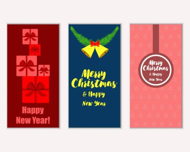 mutlu Noeller ve mutlu yeni yıl tebrik kartları vektör çizim      