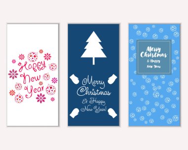 mutlu Noeller ve mutlu yeni yıl tebrik kartları vektör çizim