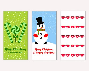 mutlu Noeller ve mutlu yeni yıl tebrik kartları vektör çizim