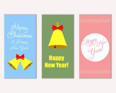 Renkli Noel kartları ile yeni yıl süslemeleri, illüstrasyon vektör