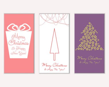 mutlu Noeller ve mutlu yeni yıl tebrik kartları vektör çizim     