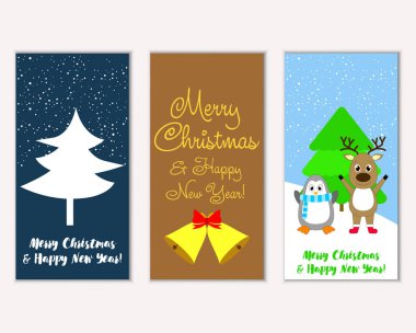 vektör çizim kış tatil tebrik kartları