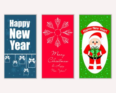 mutlu Noeller ve mutlu yeni yıl tebrik kartları vektör çizim   