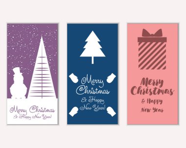 Renkli Noel kartları ile yeni yıl süslemeleri, illüstrasyon vektör