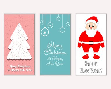 mutlu Noeller ve mutlu yeni yıl tebrik kartları vektör çizim       
