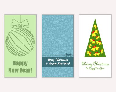 Renkli Noel kartları ile yeni yıl süslemeleri, illüstrasyon vektör