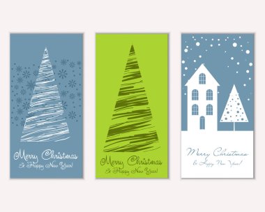 mutlu Noeller ve mutlu yeni yıl tebrik kartları vektör çizim     