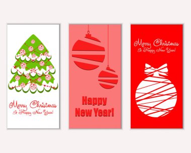 mutlu Noeller ve mutlu yeni yıl tebrik kartları vektör çizim