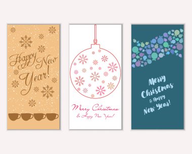 vektör çizim kış tatil tebrik kartları