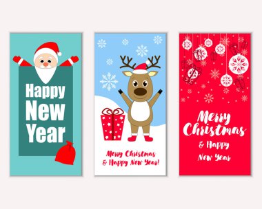 vektör çizim kış tatil tebrik kartları