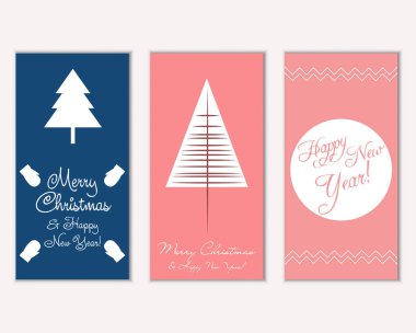 mutlu Noeller ve mutlu yeni yıl tebrik kartları vektör çizim