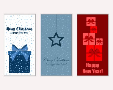 mutlu Noeller ve mutlu yeni yıl tebrik kartları vektör çizim      