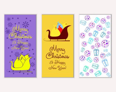 vektör çizim kış tatil tebrik kartları