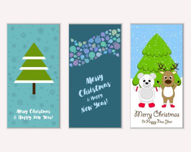 vektör çizim kış tatil tebrik kartları