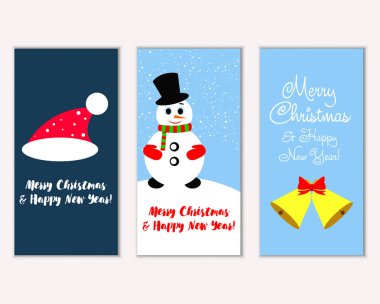 mutlu Noeller ve mutlu yeni yıl tebrik kartları vektör çizim