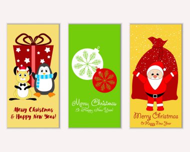 vektör çizim kış tatil tebrik kartları