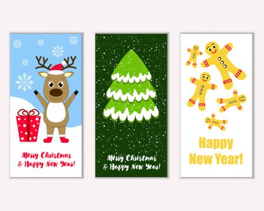 vektör çizim kış tatil tebrik kartları