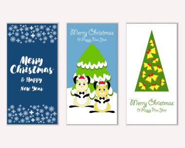 Renkli Noel kartları ile yeni yıl süslemeleri, illüstrasyon vektör