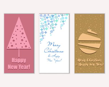 mutlu Noeller ve mutlu yeni yıl tebrik kartları vektör çizim