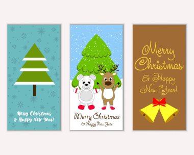 vektör çizim kış tatil tebrik kartları