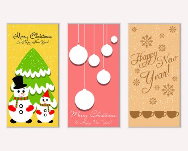 vektör çizim kış tatil tebrik kartları