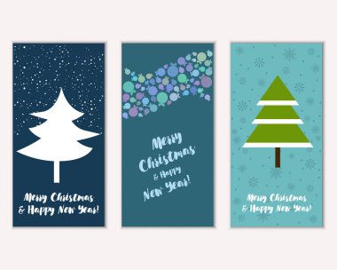 vektör çizim kış tatil tebrik kartları