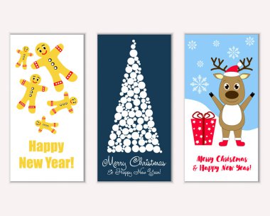 vektör çizim kış tatil tebrik kartları