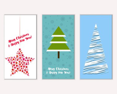 vektör çizim kış tatil tebrik kartları