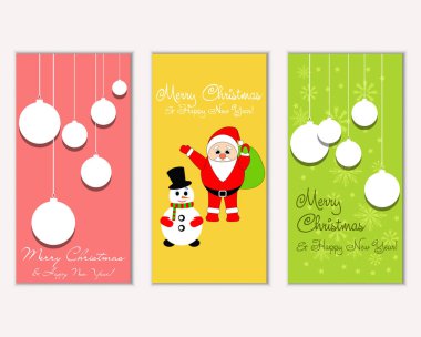 mutlu Noeller ve mutlu yeni yıl tebrik kartları vektör çizim