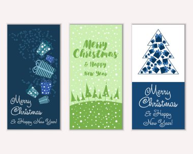 Renkli Noel kartları ile yeni yıl süslemeleri, illüstrasyon vektör