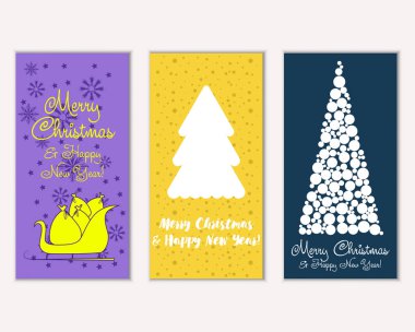 Mutlu Noeller ve mutlu yeni yıl tebrik kartları. Vektör çizim 