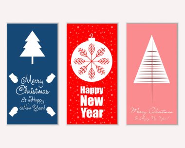 mutlu Noeller ve mutlu yeni yıl tebrik kartları vektör çizim