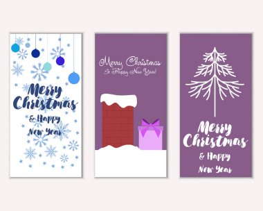 vektör çizim kış tatil tebrik kartları