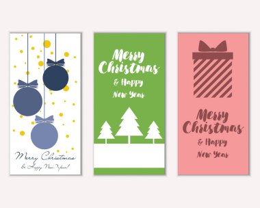 Renkli Noel kartları ile yeni yıl süslemeleri, illüstrasyon vektör