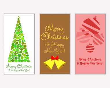 Mutlu Noeller ve mutlu yeni yıl tebrik kartları. Vektör çizim   