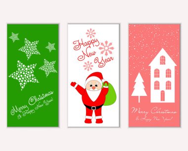 vektör çizim kış tatil tebrik kartları