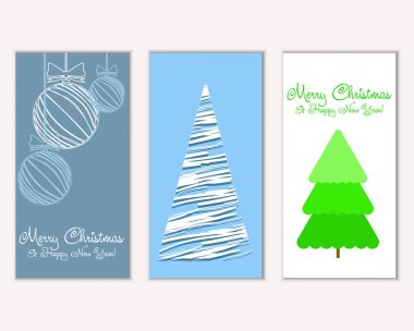 Mutlu Noeller ve mutlu yeni yıl tebrik kartları. Vektör çizim   