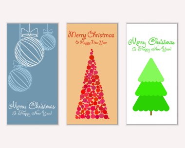 Mutlu Noeller ve mutlu yeni yıl tebrik kartları. Vektör çizim   