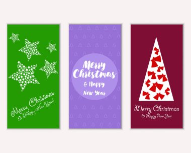 Mutlu Noeller ve mutlu yeni yıl tebrik kartları. Vektör çizim 