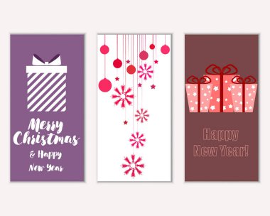 mutlu Noeller ve mutlu yeni yıl tebrik kartları vektör çizim      