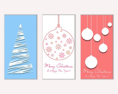 vektör çizim kış tatil tebrik kartları