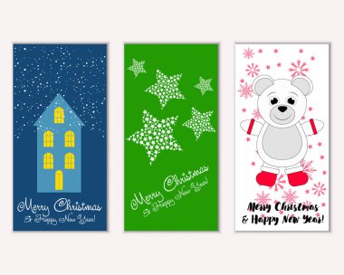 Renkli Noel kartları ile yeni yıl süslemeleri, illüstrasyon vektör