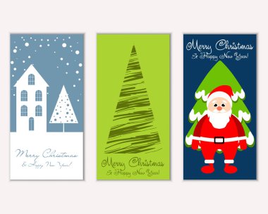 mutlu Noeller ve mutlu yeni yıl tebrik kartları vektör çizim     