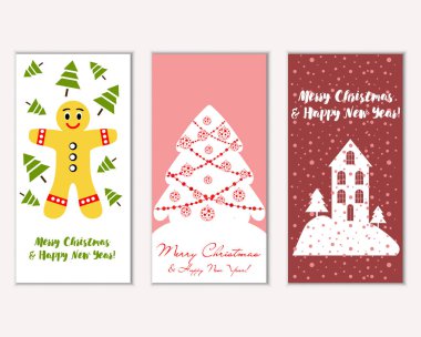 vektör çizim kış tatil tebrik kartları